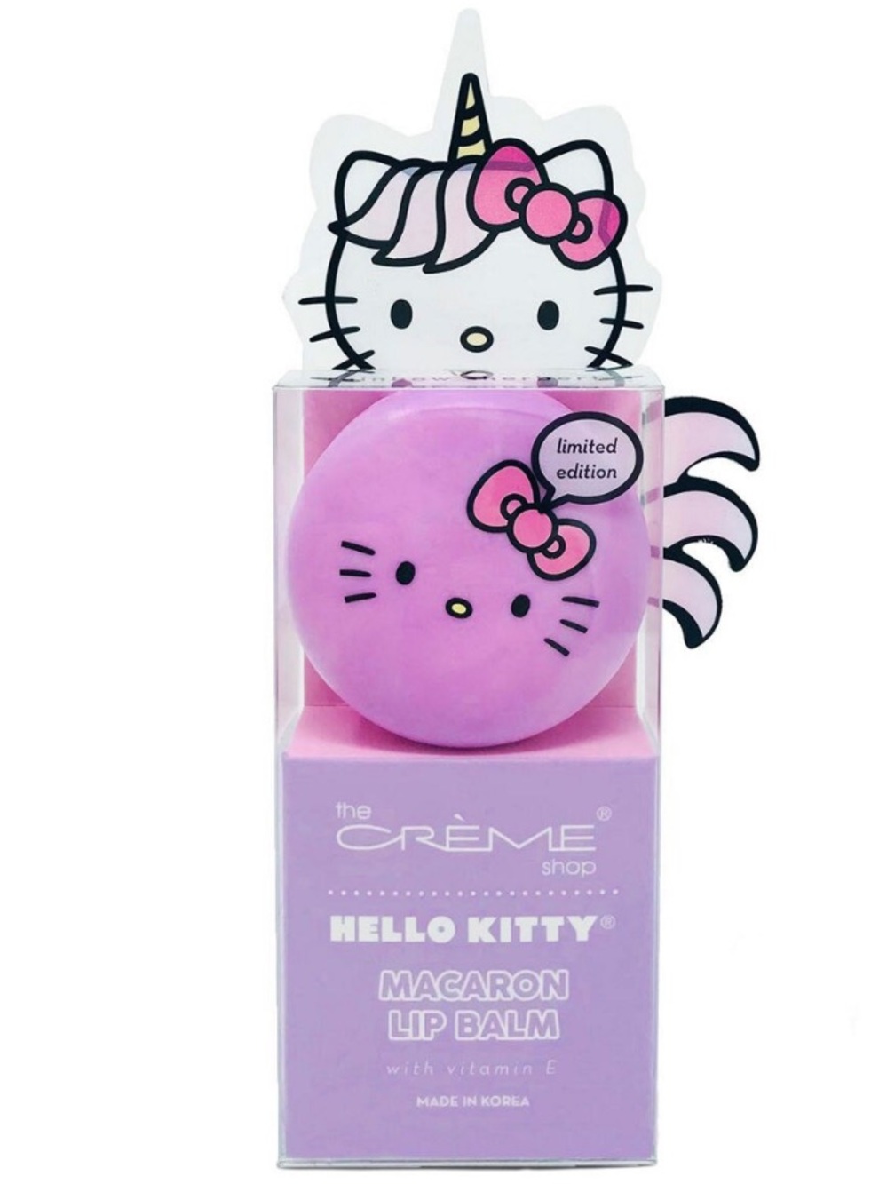 The Crème Shop x Hello Kitty Unicorn Macaron Lip Balm Rainbow Sherbert NIB